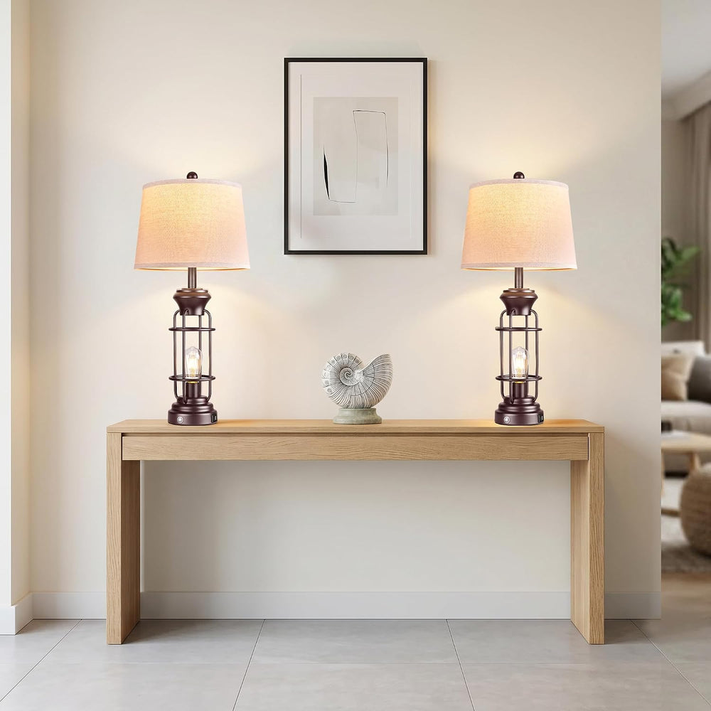 Reaketon Farmhouse Table Lamps for Living Room Set of 2, 28" Dimmable To...