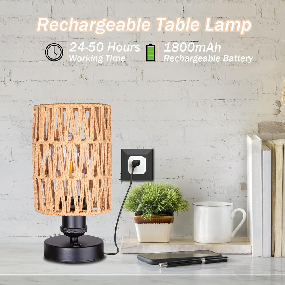 Cordless Rechargeable Outdoor Table Lamps, Battery Operated Table Lamp, Stepl...
