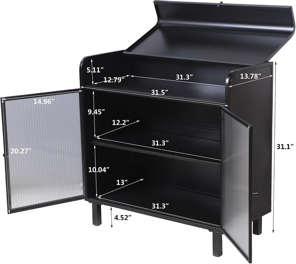 KEIKI 31" Kitchen Pantry, Modern Sideboard Buffet Cabinet with Figured G...