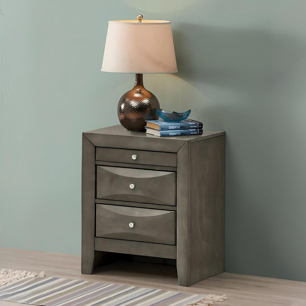 Elegant Gray Storage Nightstand,for Small Spaces