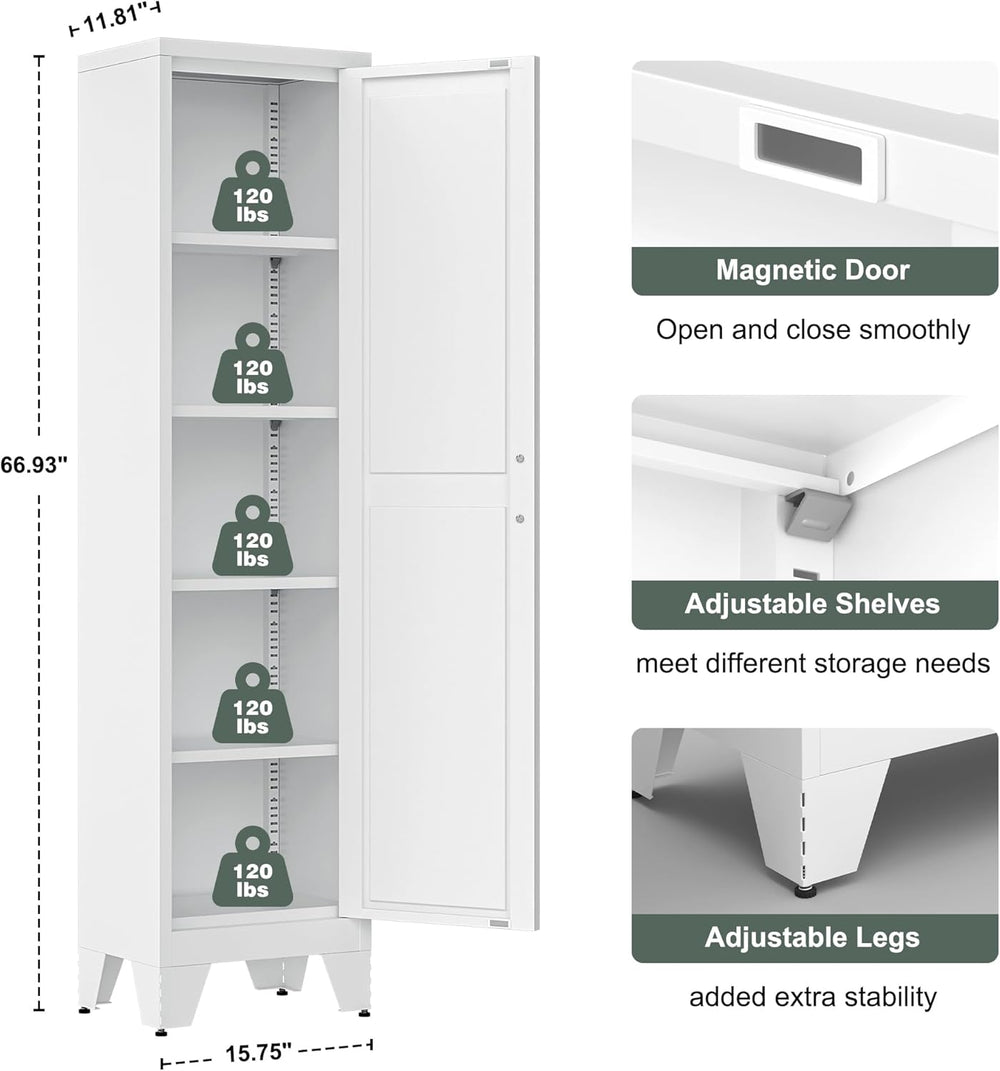 Washsemba 67''Farmhouse Metal Storage Cabinet with Barn Doors,Steel F...