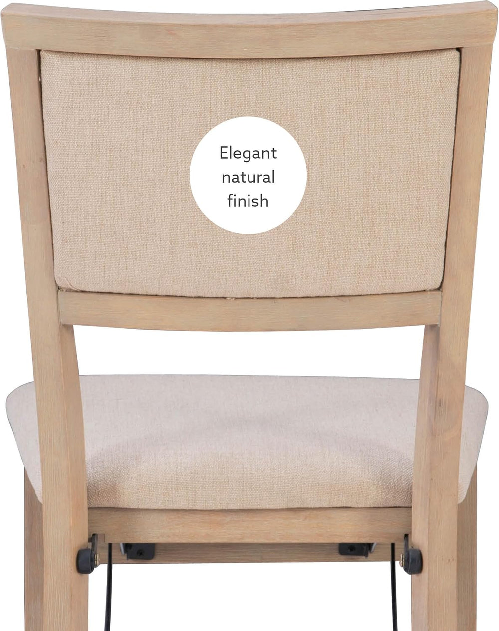 Linon Keira Natural Rustic Wooden Folding Chair with Beige Upholstered Seat a...