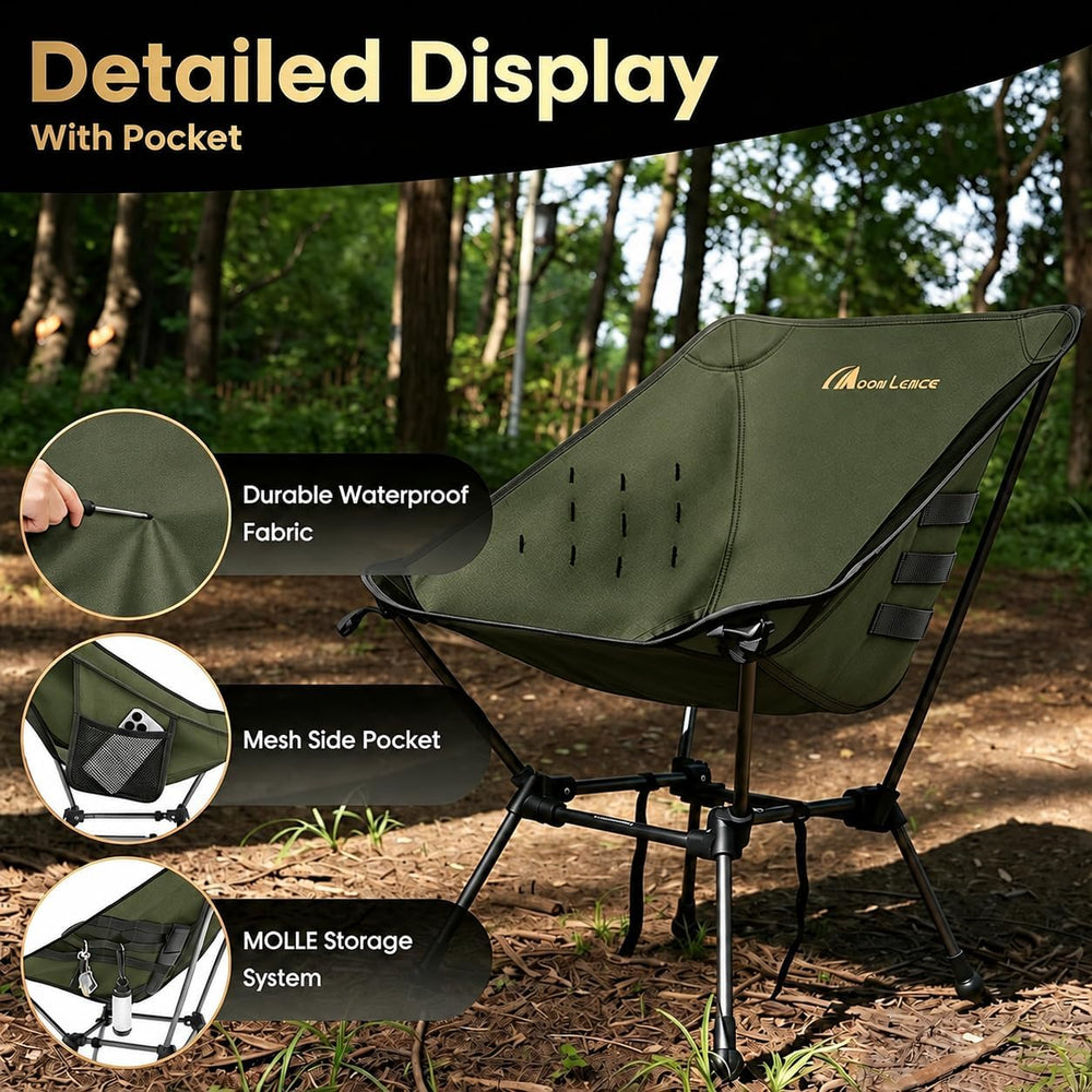 MOON LENCE Portable Camping Chair Plus, Larger & Roomier, Compact and Lig...