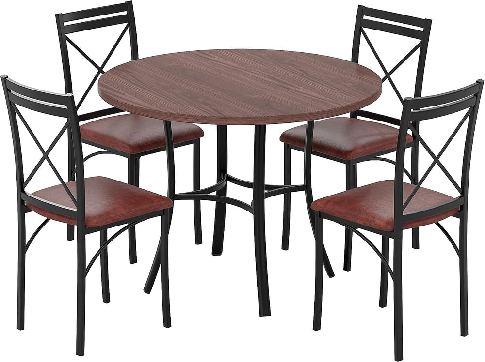 VECELO 5 Piece Dining Table Set for 4, Wood Grain Dinette with Chairs for Kit...