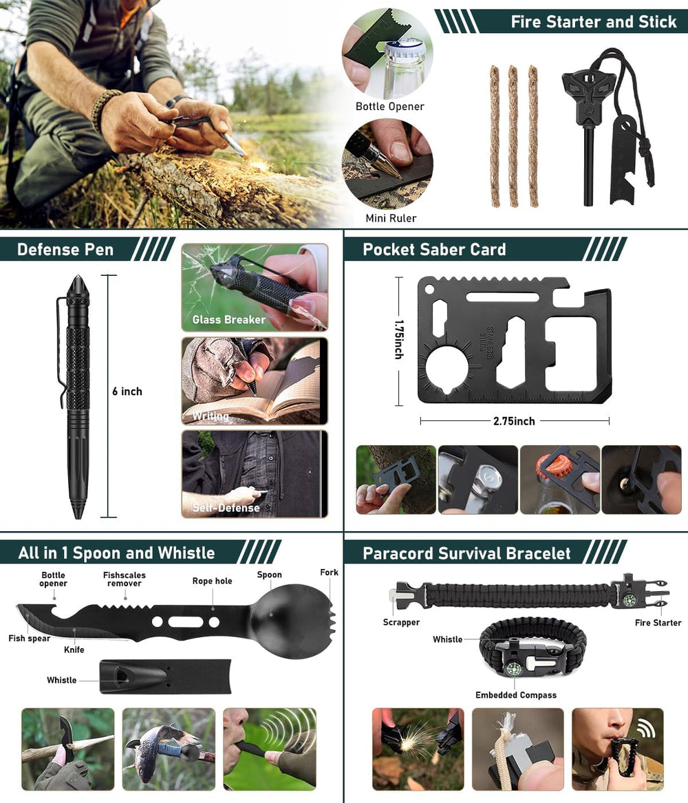 Survival Kit, 262Pcs Survival Gear and Supplies with First Aid Kit Pouch and ...