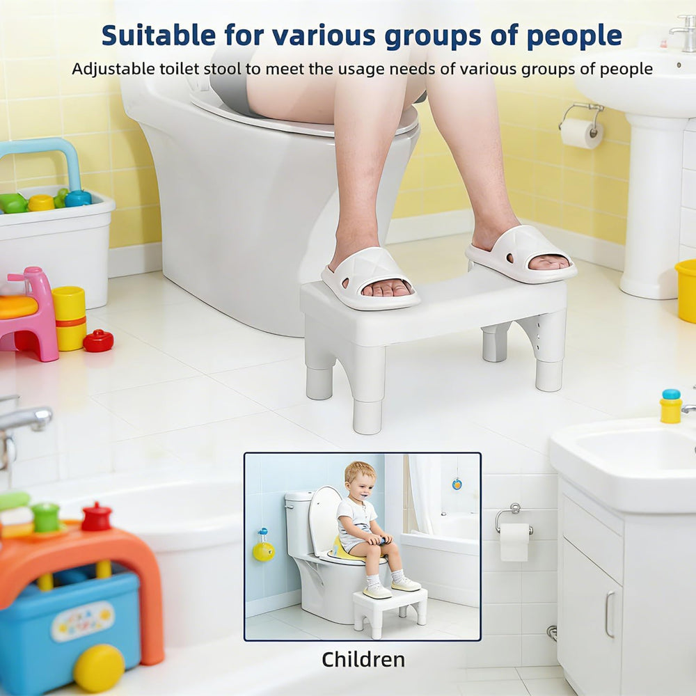Adjustable Height Potty Step Stool for Adults, Non-Slip Bathroom Squat Aid, R...