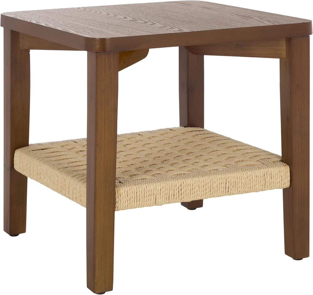 SAFAVIEH Home Collection - Raki End Table, Walnut Brown Square Accent Side Ta...