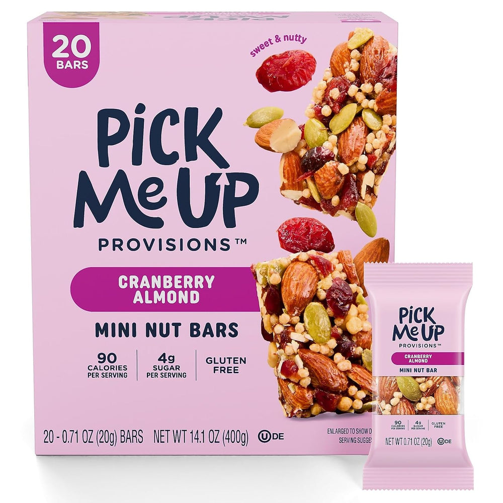 Pick Me Up Provisions Mini Cranberry Almond Nut Bar, 0.71 oz, 20/Bx