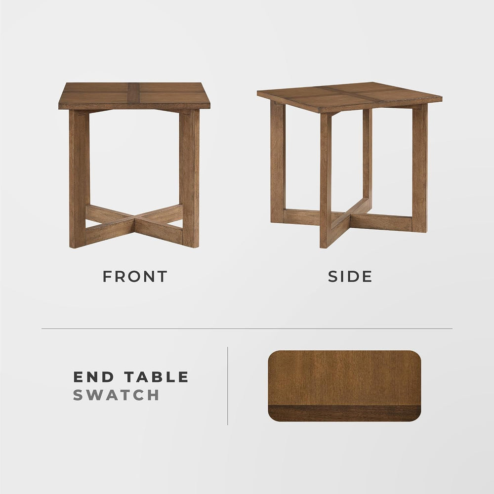 Lexicon Modern Square End Table with Cross Legs, Maple Veneer Wood Accent Tab...