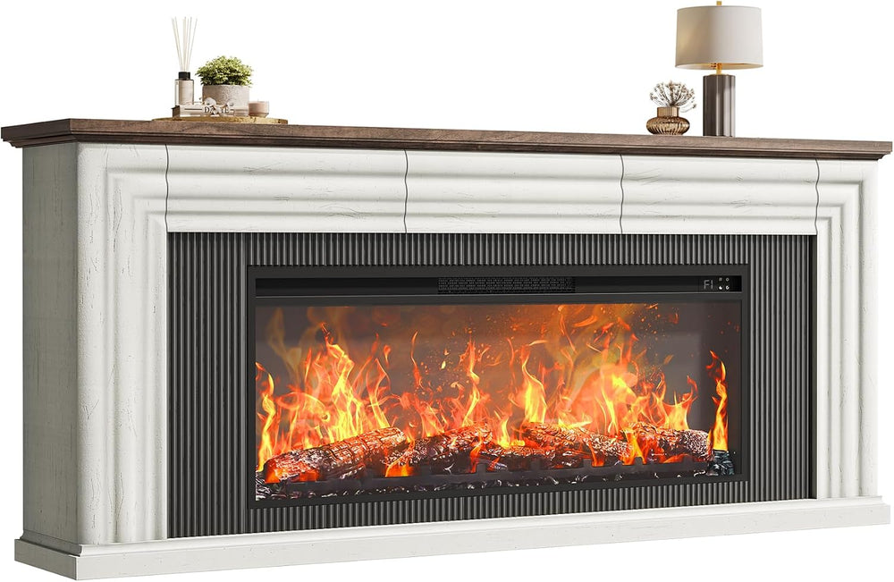 PRAISUN 70'' Fireplace TV Stand with 42'' Electric Fireplace,...
