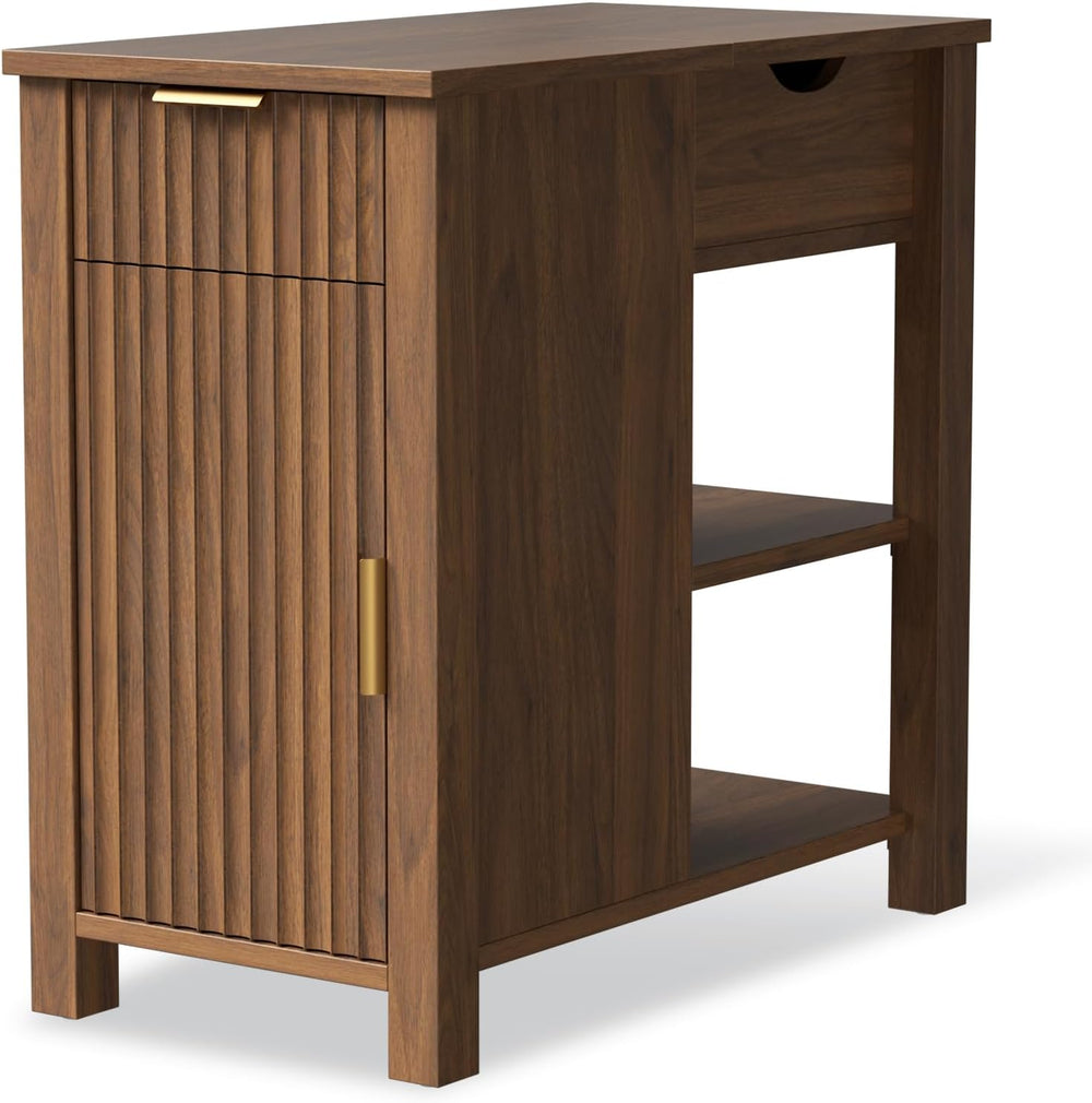 End Table with Charging Station 24'' Nightstand with Charging Station...