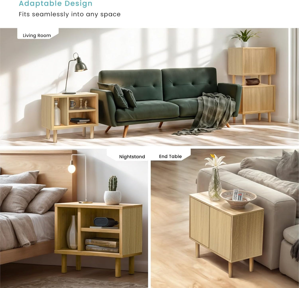 Home Zone Living Stackable Storage Cube End Table with Door or Shelf Options,...