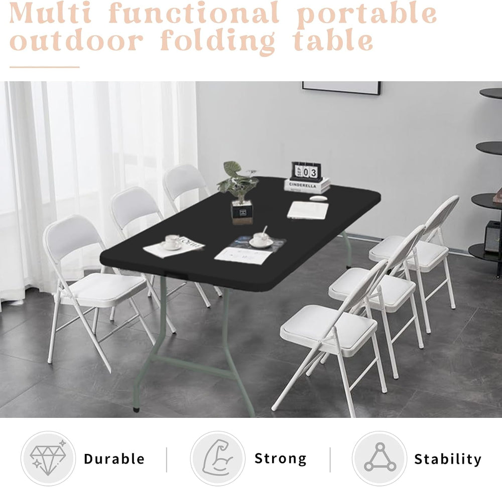 HAISIWLKJ Folding Table 6 FT Lightweight Camping Table Black Portable Plastic...