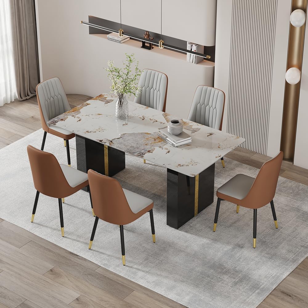 71'' Modern Dining Table Set for 6,Dining Room Sets for 6, Kitchen Fa...