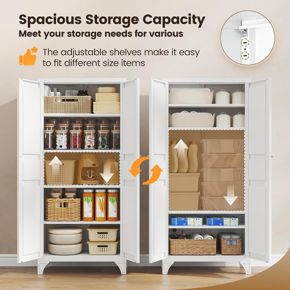 Yizosh Metal Storage Cabinet with 2 Doors and Adjustable Shelves - 61" W...