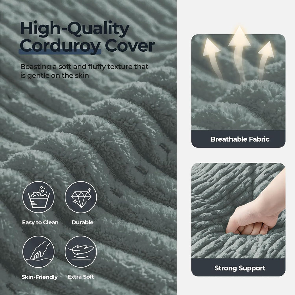 Round Pouf Ottoman Stuffed Corduroy Poufs Foot Rest with Foam Filling Fluffy ...