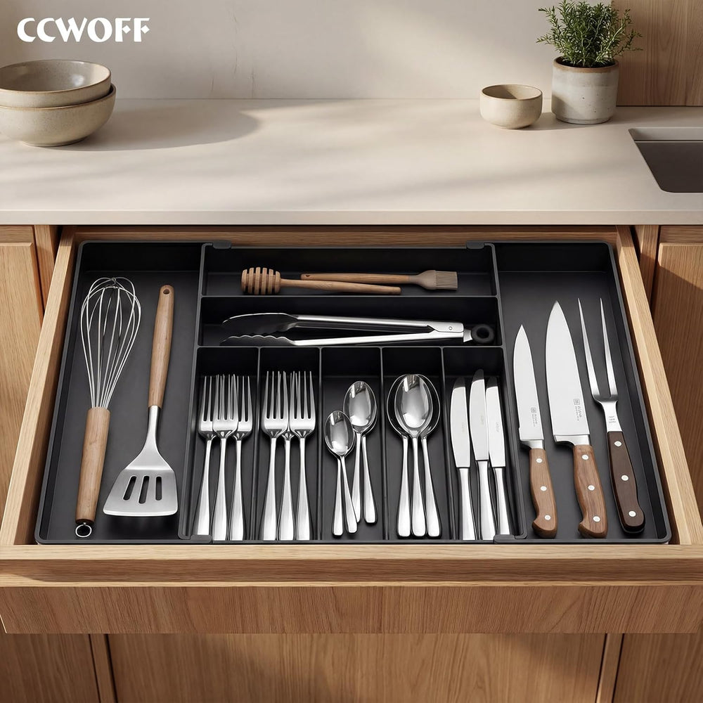 Silverware Drawer Organizer, 9 Slots Expandable Kitchen Drawer Organizer | Ex...