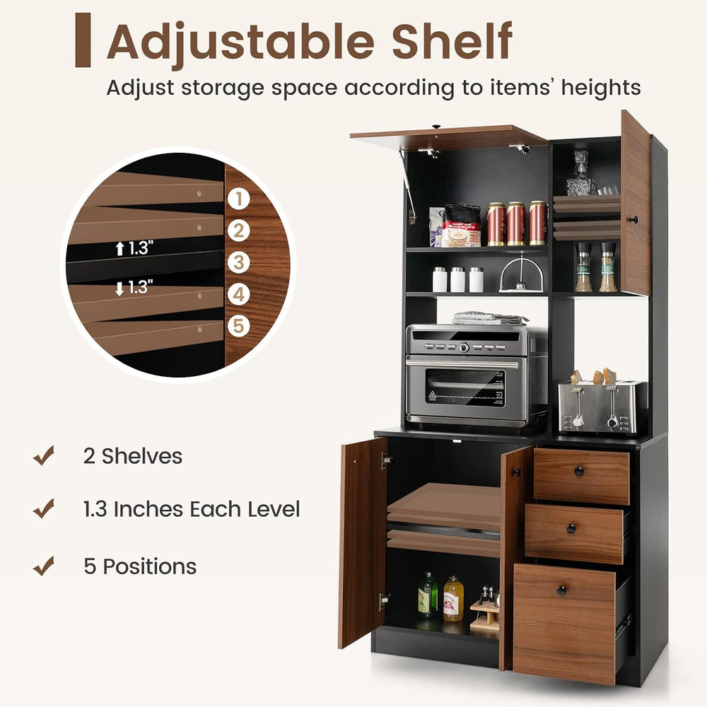 PETSITE Kitchen Buffet Hutch Storage Cabinet, 71" Freestanding Pantry wi...