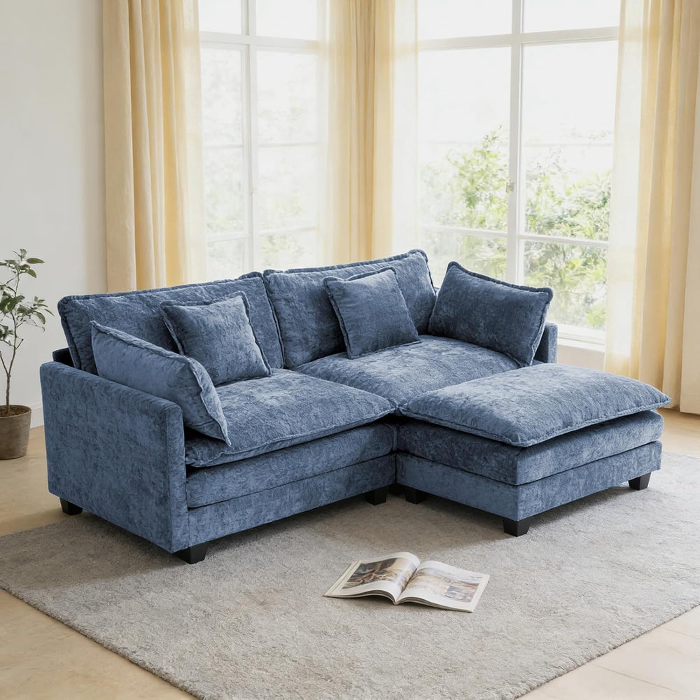 Redlife 78" Modular Sectional Loveseat Sofa with Ottoman