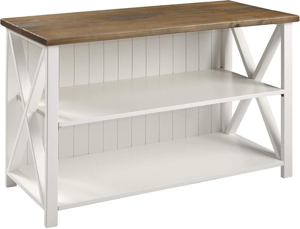 Walker Edison 2 Tier Modern Farmhouse Wood Bookcase Bookshelf Storage Home Of...