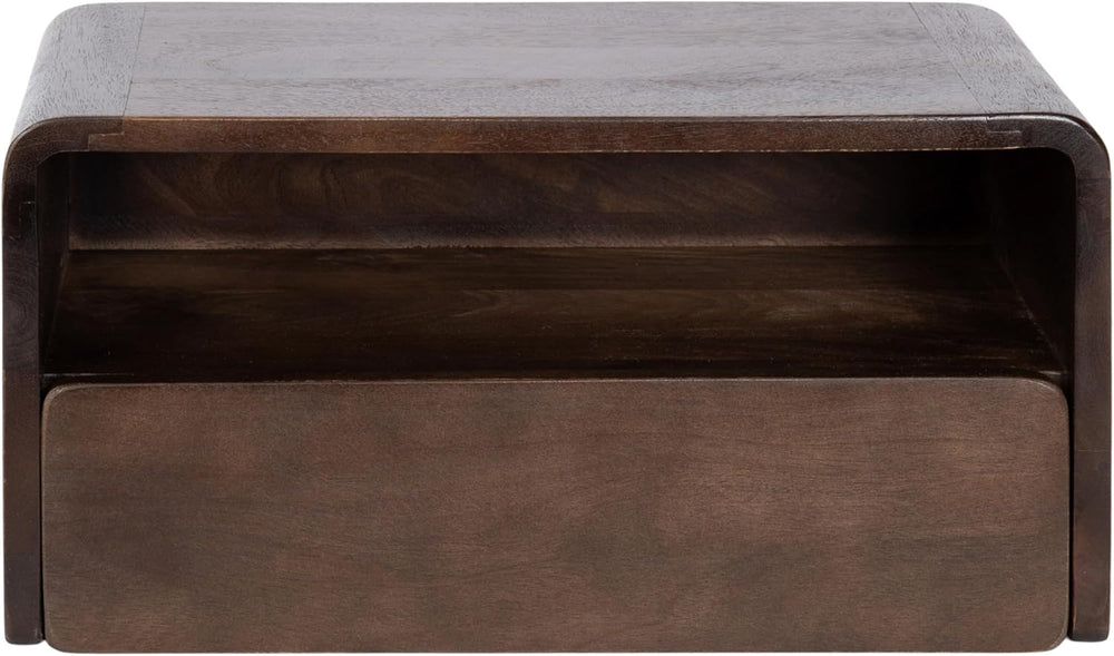 Kate and Laurel Kato Modern Mango Wood Floating Side Table with Drawer, 18 x ...