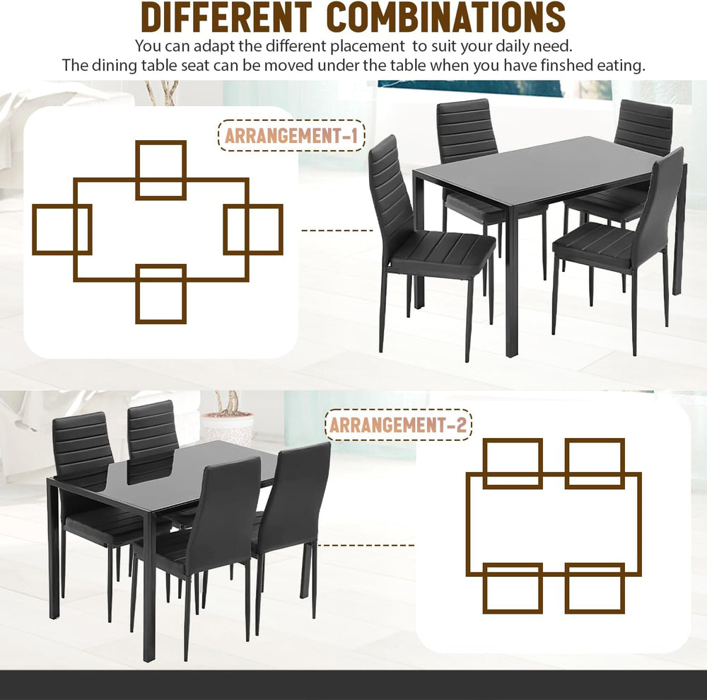 NChanmar Dining Table Set for 4 Furniture 5 Piece Faux Dining Set, Modern Kit...