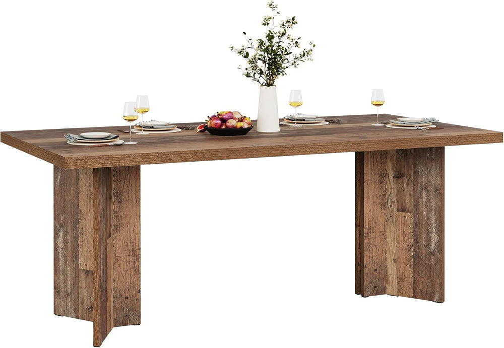 Tribesigns 63-inch Dining Table for 4-6, Farmhouse Kitchen Table with Large T...