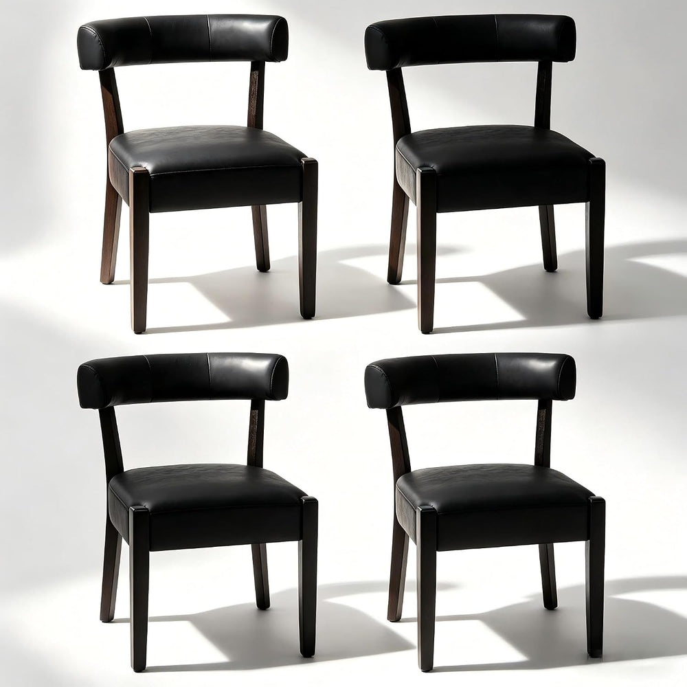 RNKSFX Black Dining Chairs Set of 4, Faux Leather Upholstered Kitchen & D...