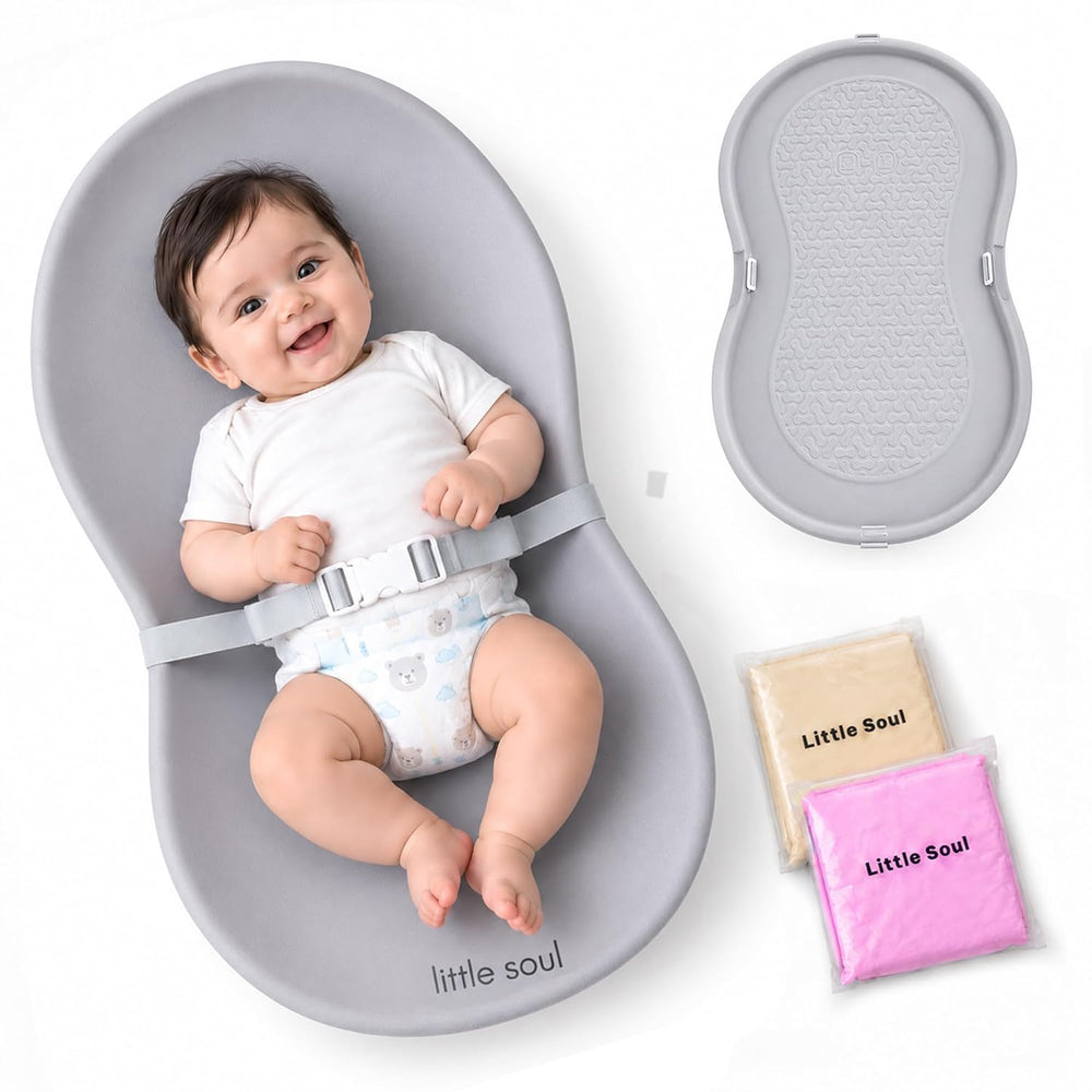 LittleSoul EVA Diaper Changing Pad with 2 Washable Waterproof Covers, Wipe-Cl...