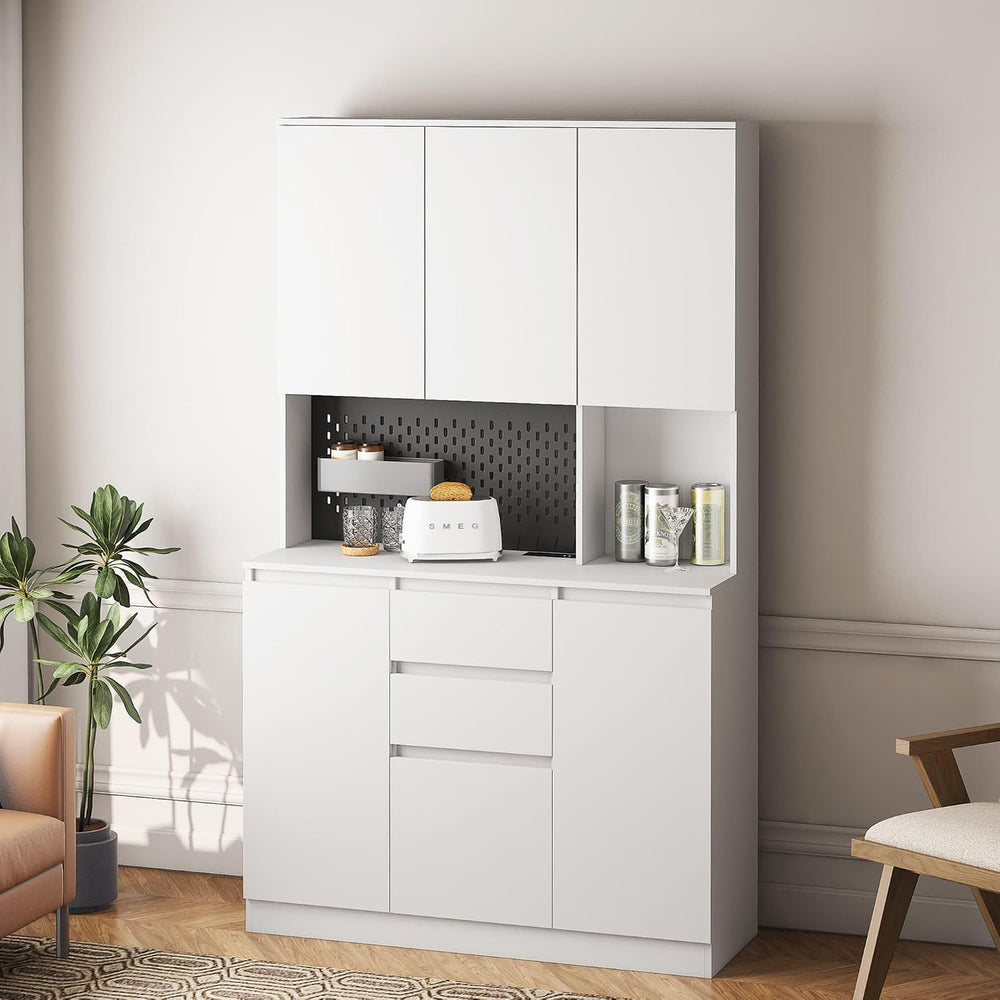 ZeHuoGe 74" Kitchen Pantry Cabinet with Charging Station,Freestanding St...