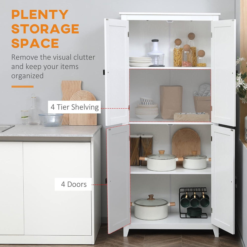 Freestanding Modern Kitchen Pantry, Storage Cabinet with 4-Tier and Adjustabl...