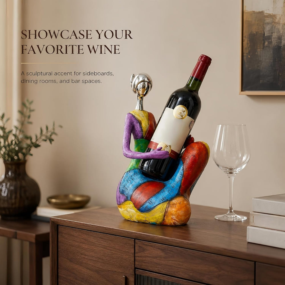 FUNTEREST Abstract Woman Wine Bottle Holder, Resin Wine Rack Home Decor | Col...