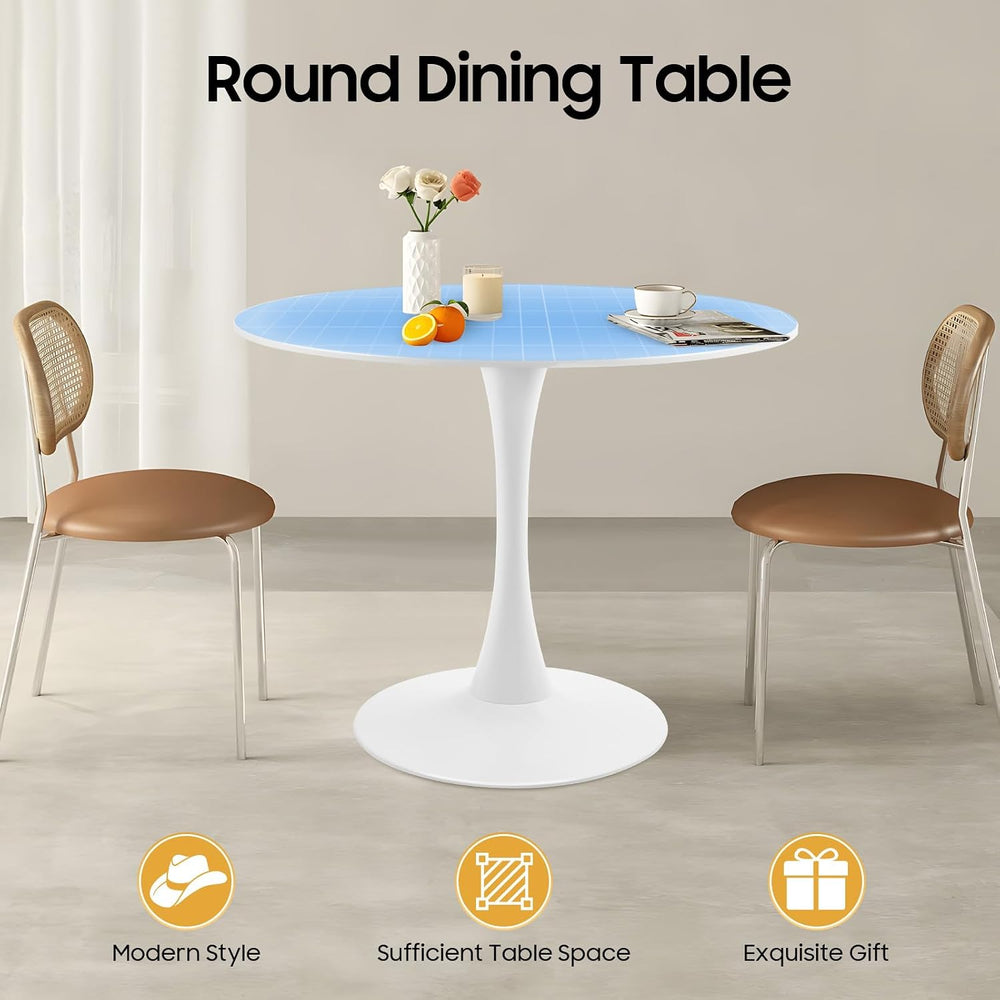 31.5 Inch Round Dining Table for 3 Person, Modern Minimalist Space-Saving Cir...