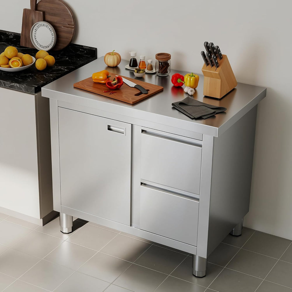 SPECRAFT 24x36 Inch Stainless Steel Cabinet Kitchen Prep Table with Door and ...