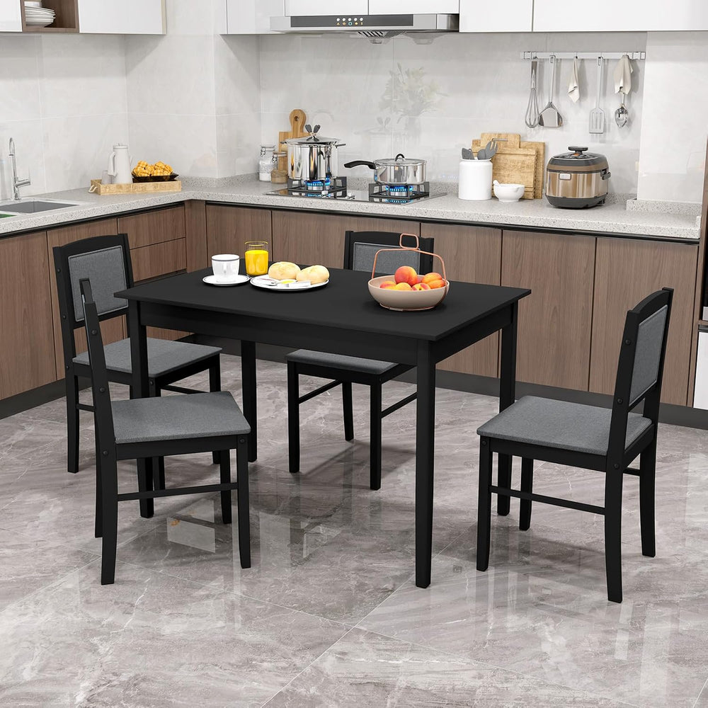 Giantex 5-Piece Dining Table Set for 4, Wooden Kitchen Table and Chairs with ...