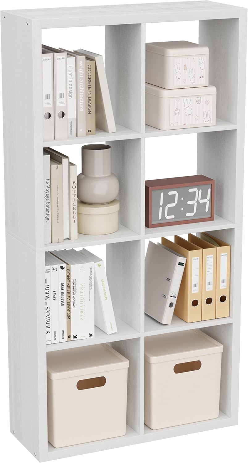 Cube Storage Organizer Bookcase, Decorative 11 inch Open Back Cubical Shelf w...