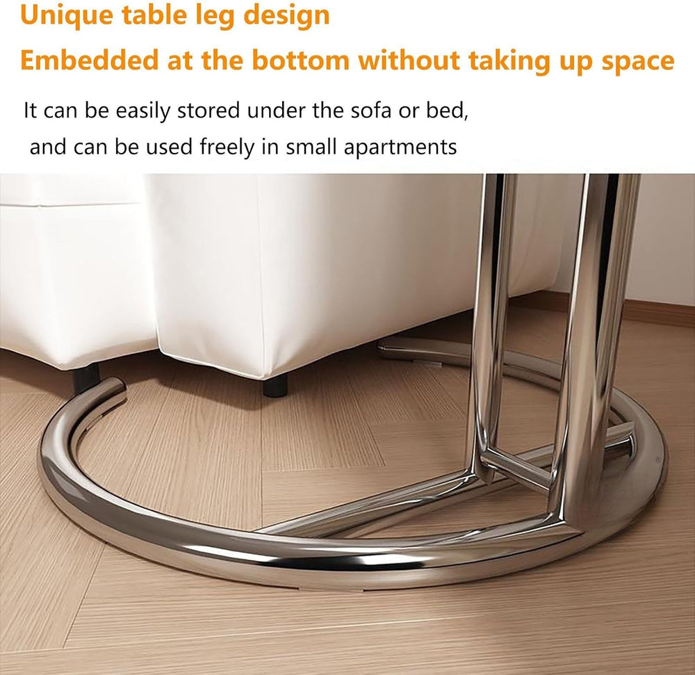 Round End Table, Side Table for Living Room, Small Spaces, Modern White Night...
