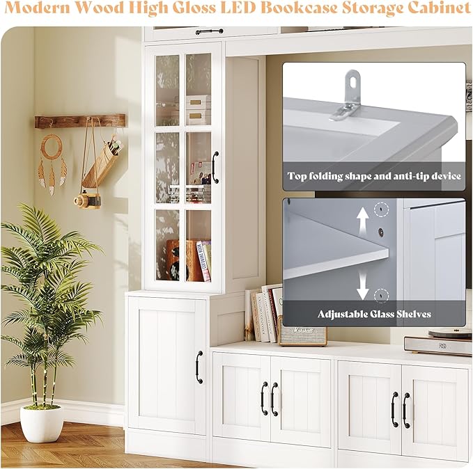 AMERLIFE 98" W Wall Unit TV Stand with Storage for TVs up to 80", M...