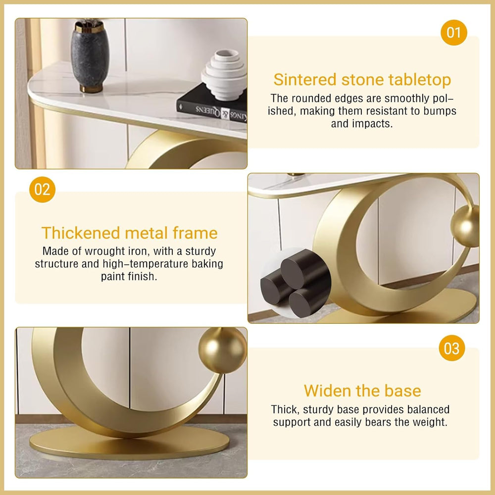 Modern Half-Moon Console Table – Slish Entryway Table & Sofa Table for Ha...