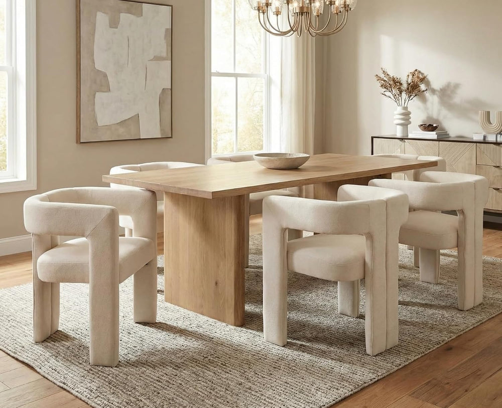 CIMOTA Modern Barrel Dining Chairs Set of 4, Linen Upholstered Accent Chairs ...