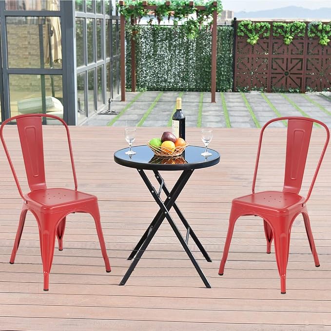 FDW Metal Dining Chairs Set of 4 Indoor Outdoor Chairs Patio Chairs Kitchen M...