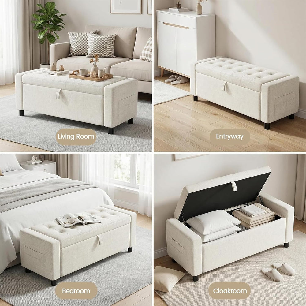 Amada 46" Storage Ottoman Bench with Safety Hinge, Hidden Compartment &a...