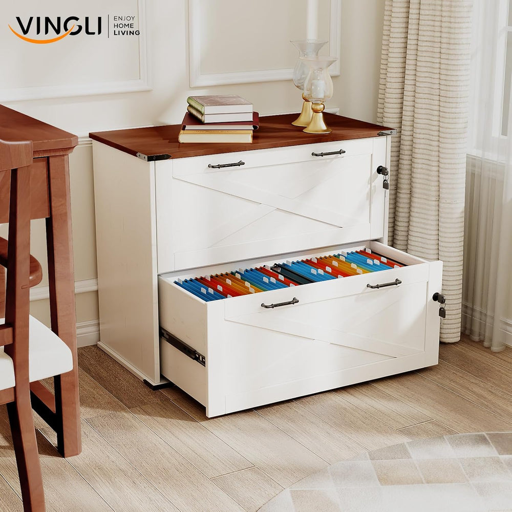 VINGLI 2 Drawer File Cabinet with Lock, Home Office Filing Organizer, for Let...