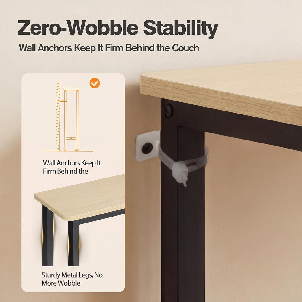 Narrow Console Table Behind Couch, 39.7” L x 32.3” H, Slim Sofa Table with Fa...