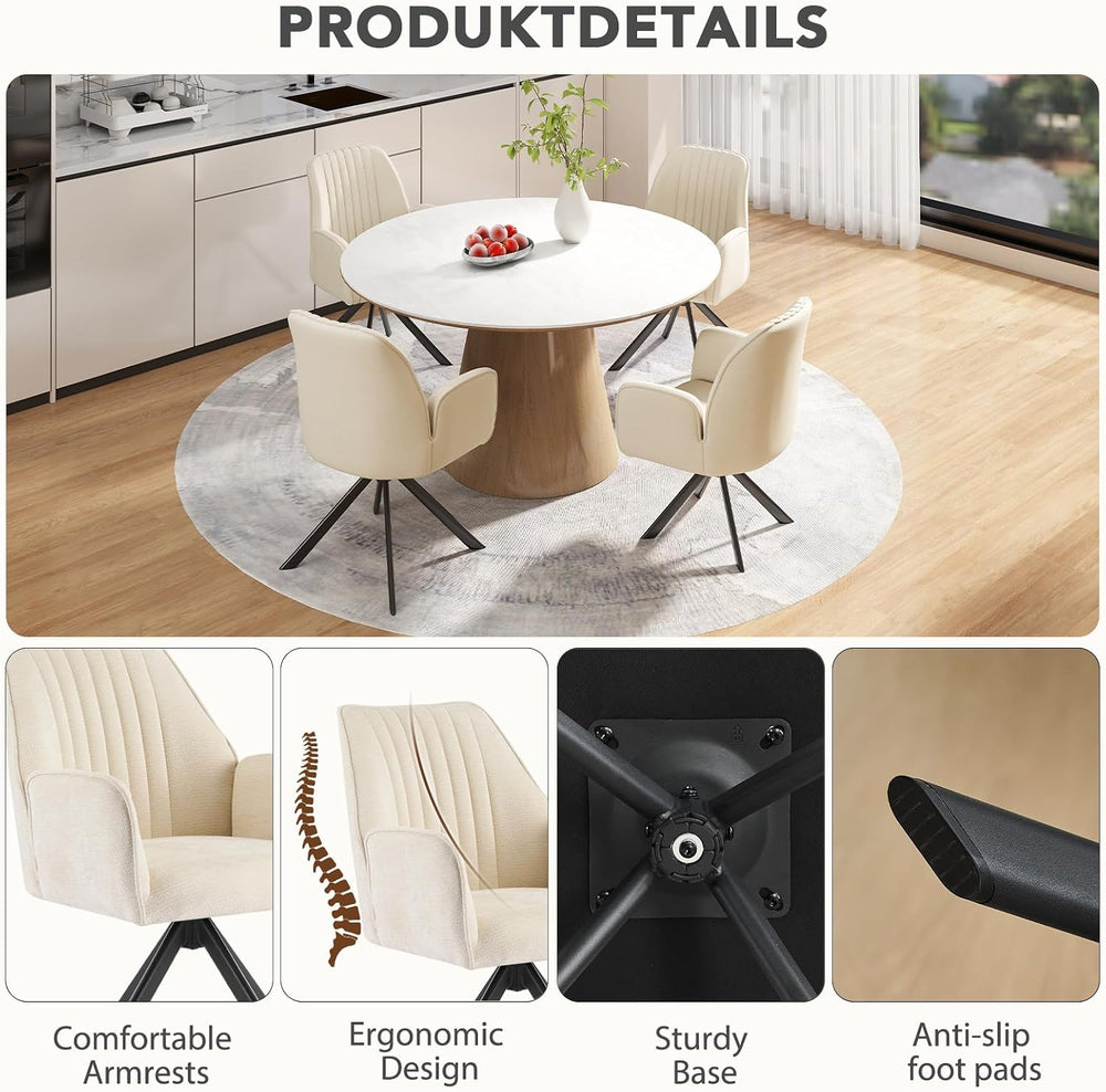 Furniliving Modern Swivel Dining Chairs, Upholstered Dining Chairs Set of 2, ...