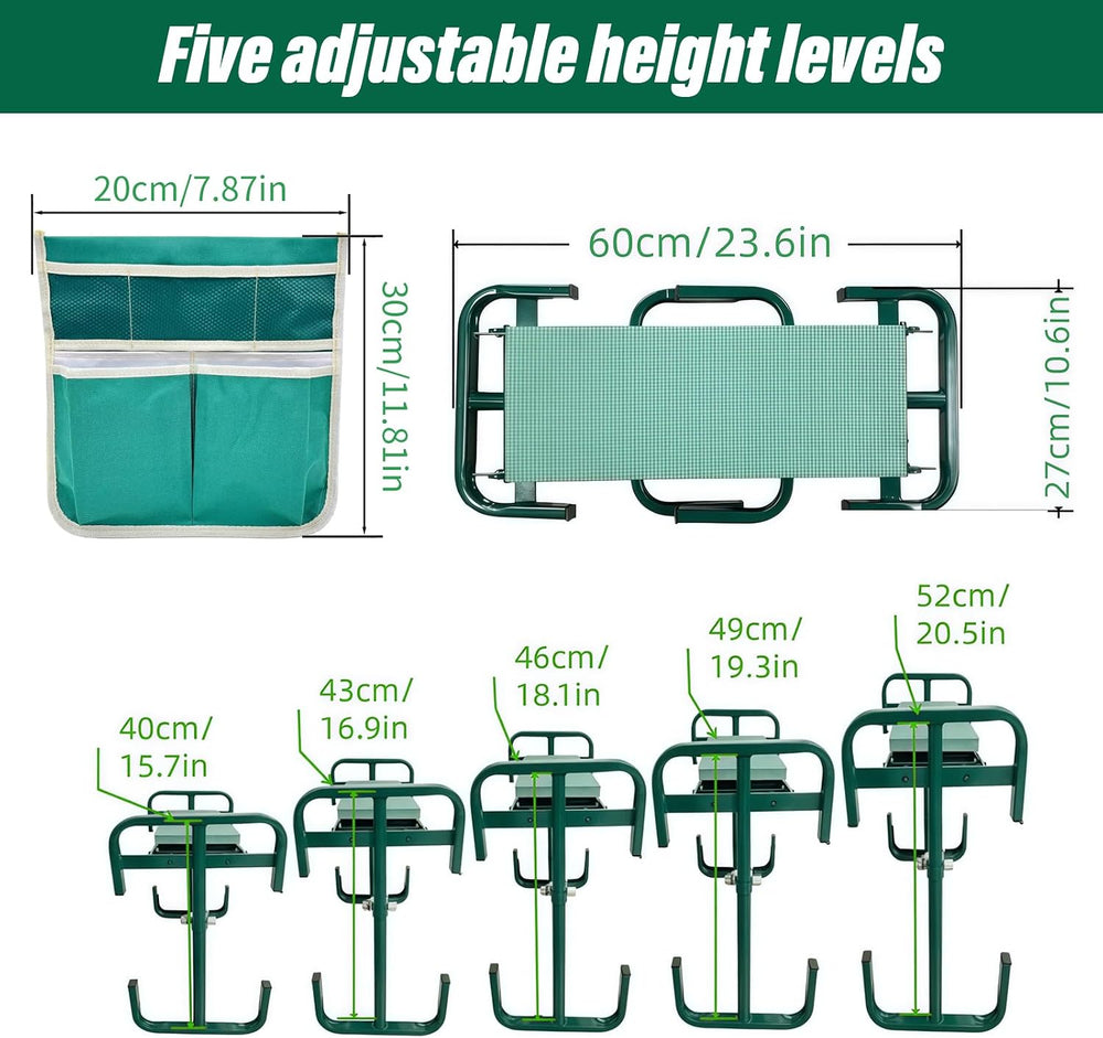15-20 Inch Adjustable Garden Kneeler and Seat, Foldable Garden Kneeler