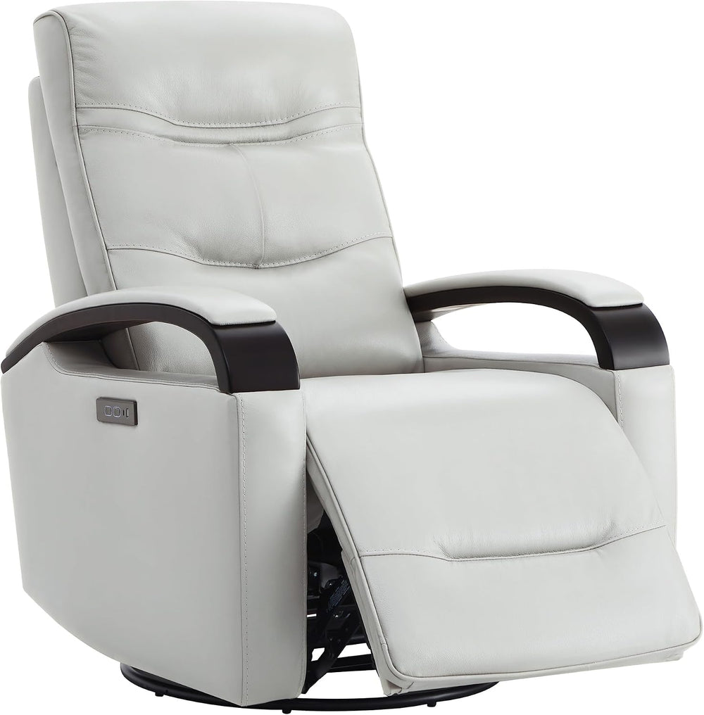 CHITA Genuine Leather Power Swivel Glider Rocker Recliner, Creamy Grey