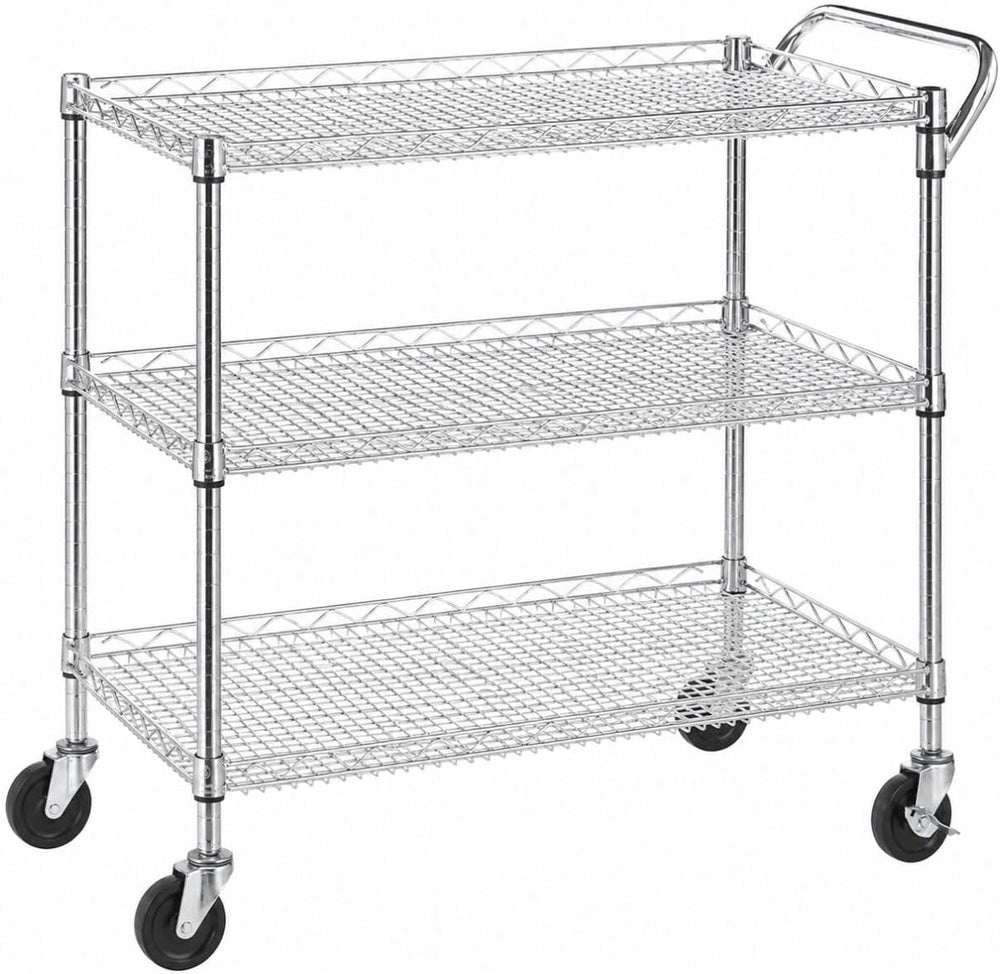 Heavy Duty 3 Tier Rolling Utility Kitchen Cart on Wheels,Large 45"L x 17...