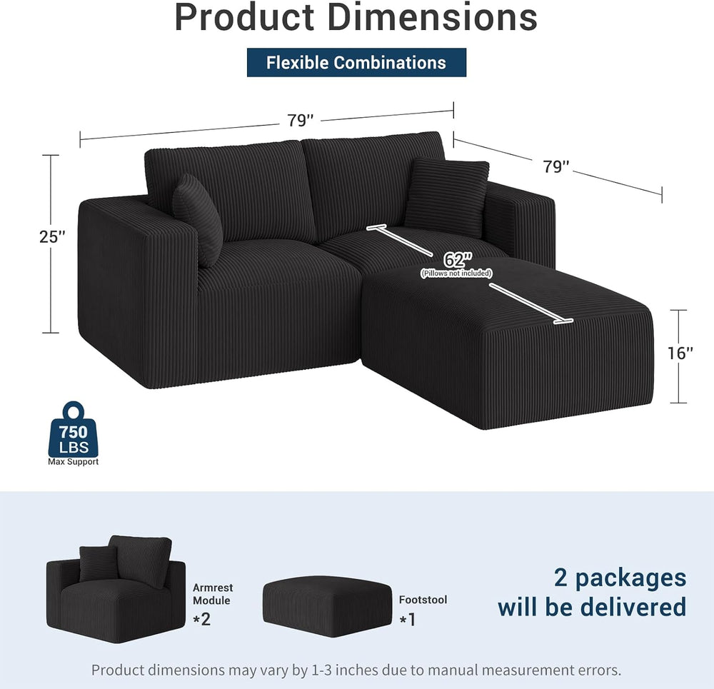 Modular Sleeper Sofa Couch Modern Sectional Couches for Living Room - 79"...