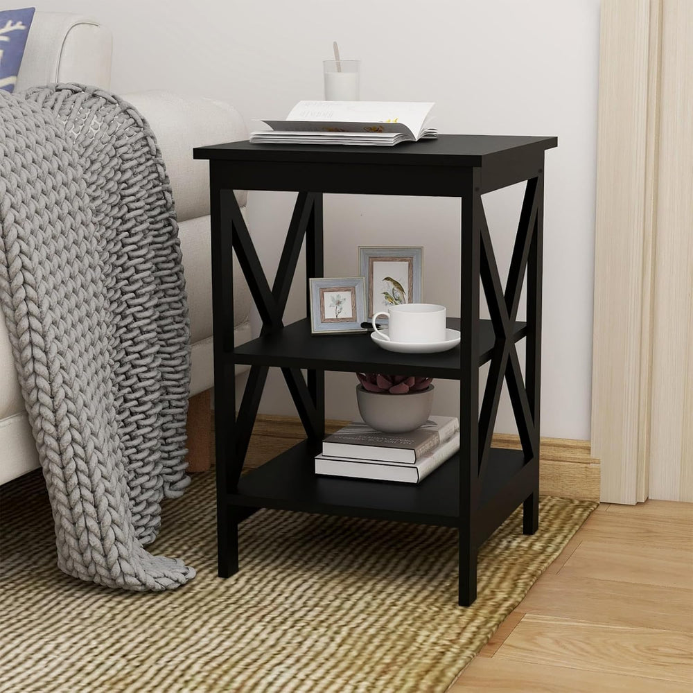 Oxford Small Side Table Black, 15.75W x15.75D x24.02 H Square End Table with ...